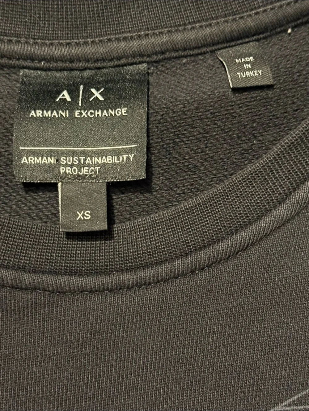 Armani Exchange Men's Charcoal Black Crewneck with Eagle Embroidery